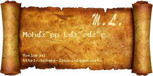 Mohápp Lázár névjegykártya